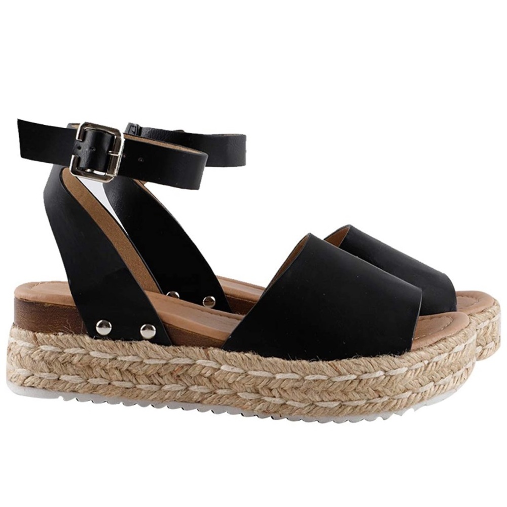 NEW Black Platform Espadrille Sandals